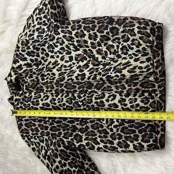 Clio Vintage 90s Womens 100% Silk Leopard Cheetah Print Bomber Puffer Jacket PL - Picture 5 of 12